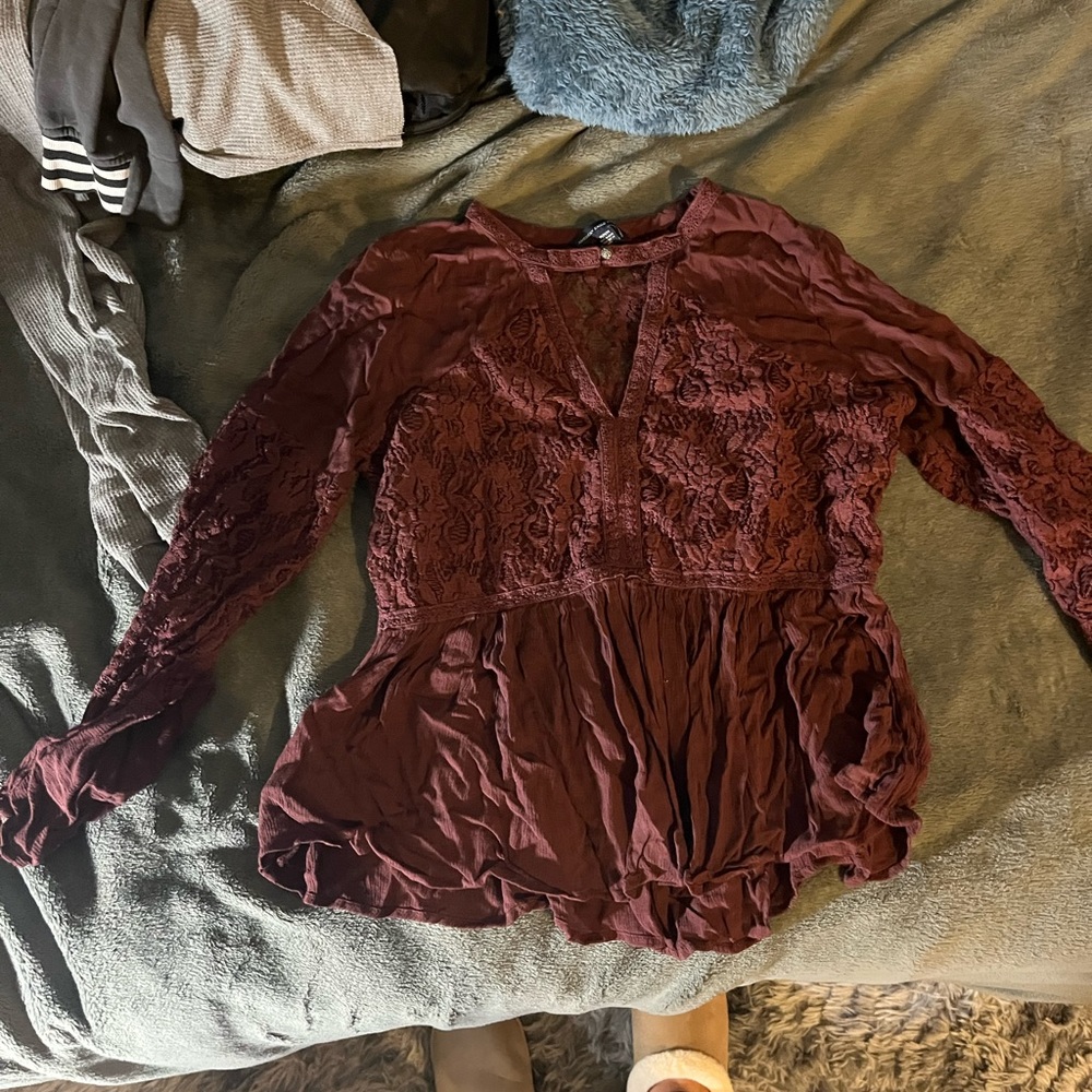 American Eagle Red Lace Shirt